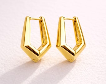 18k Gold • Celestial Chubby Hoops • Hoop Earrings • Star Huggie Hoop • Trendy Design