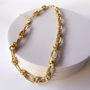 18k Gold-filled • Elegant Large Staple Chain • Solid Link Necklace ...