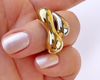 18k Gold • Twisted Teardrop Open Ring • Elegant and Hypoallergenic • Trendy & Stylish Design for Women • Trendy Design 2025