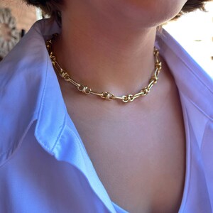 18k Gold-filled • Elegant Large Staple Chain • Solid Link Necklace ...