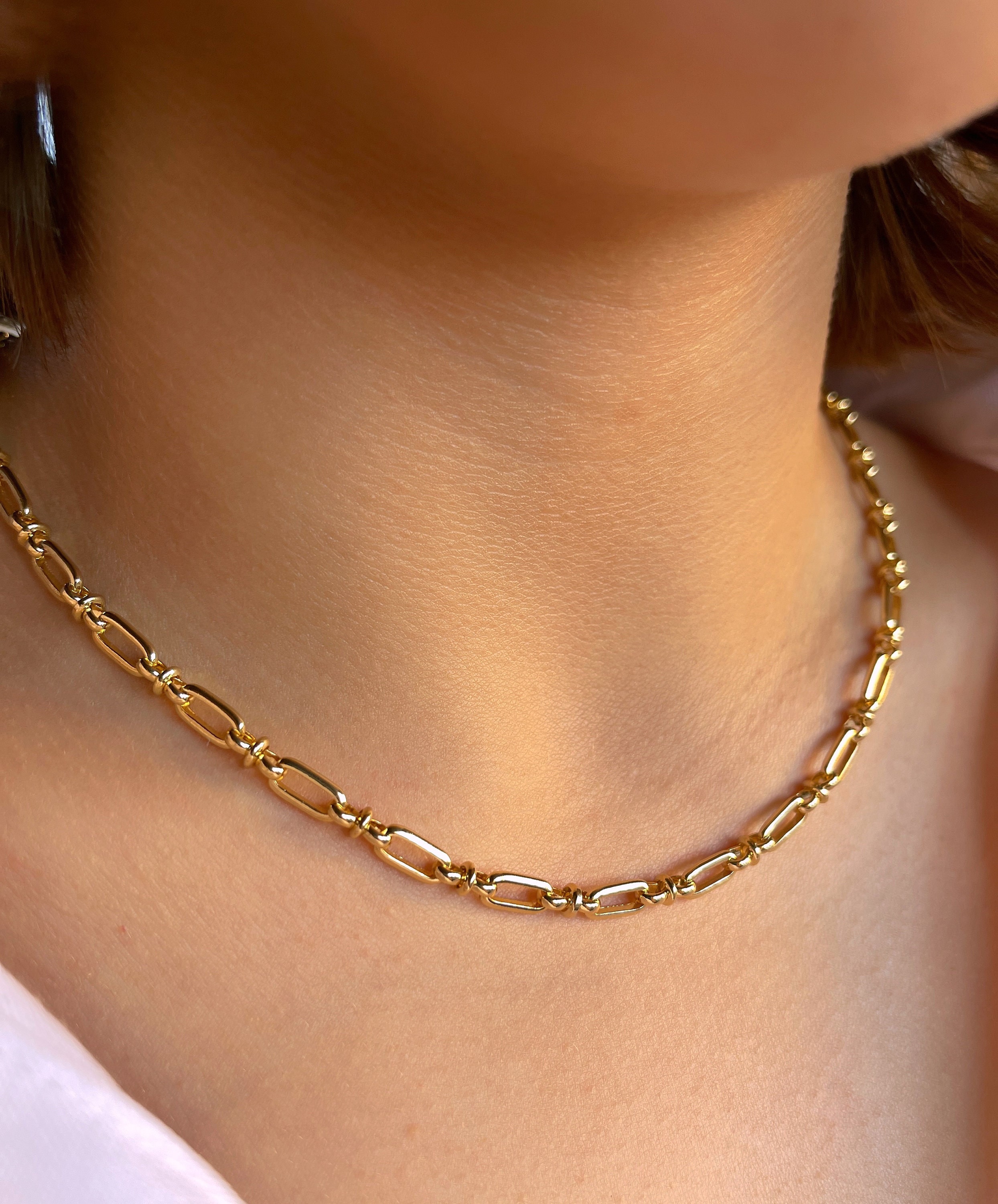 18k Gold-filled • Elegant Staple Chain • Solid Link Necklace • Thick ...