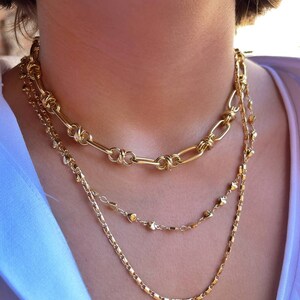 18k Gold-filled • Elegant Large Staple Chain • Solid Link Necklace ...