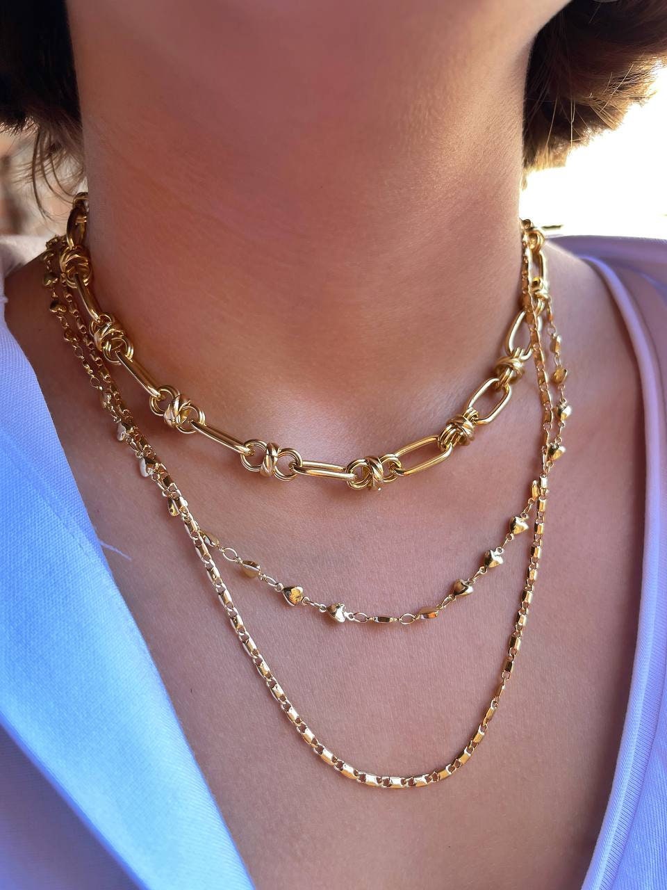 Collier-chaîne maillons asymétriques - plaqué or main image 1