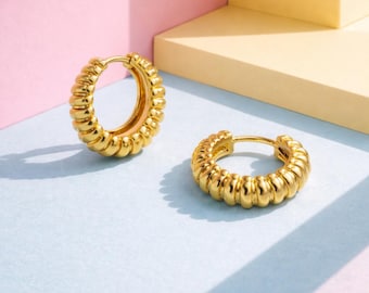 Gold Hoop Earrings – 18K Gold Plated Brass • Trendy Design
