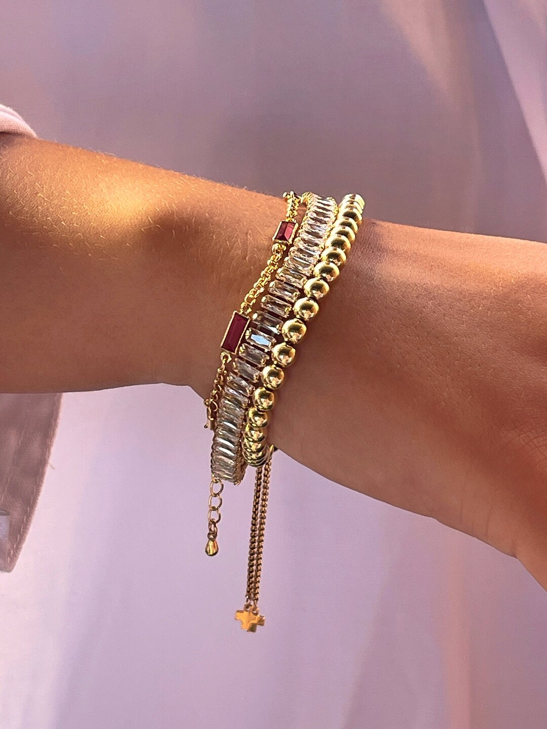 Thin Tennis Bracelet - Gold