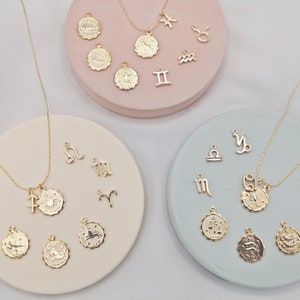 gold-plated chain with two zodiac sign pendants