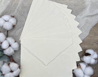 Handmade Ivory Cotton Envelopes | Deckle Edge, Rag Paper (Set of 10)