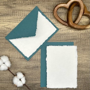 Set di inviti per matrimonio color verde acqua, 20 pezzi - Carta di cotone fatta a mano e buste, bordo frastagliato, biglietti RSVP, Save the Dates