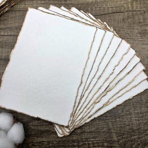 Handmade Gold Leaf Cotton Paper - Deckle Edge, Stationery, Art (5x7, Set of 10)