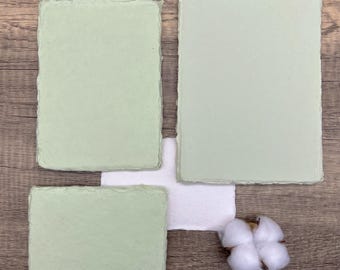 Light Green Handmade Cotton Rag Paper | Deckle Edge, 300gsm (10 Sheets)