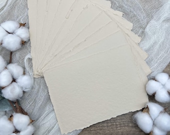 Handmade Beige Cotton Paper | Deckled Edge, 300gsm, Art Paper