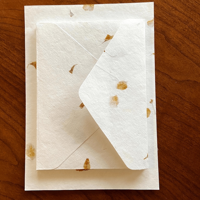 Handmade Stationery Floral Paper Cotton Paper Flower Paper Weddings, Handmade Paper and Envelopes Handmade Envelopes Marigold Paper