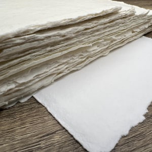 Ivory Handmade Cotton Paper | Deckle Edge Paper 10 Sheets | 150gsm ...