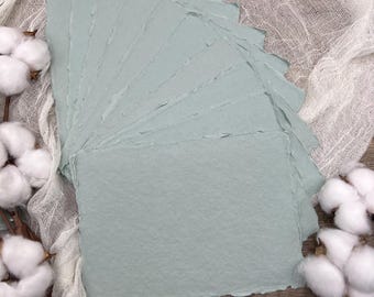 Light Sage Handmade Cotton Paper | Deckle Edge, 300gsm (10 Sheets)