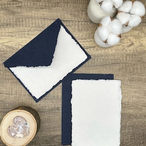 Indigo Briefpapier 20 Stück - handgefertigtes Baumwollpapier & Umschläge, Büttenrand, Kalligraphie, Dankeskarten, Briefe schreiben, Antwortkarten, Antwortkarten