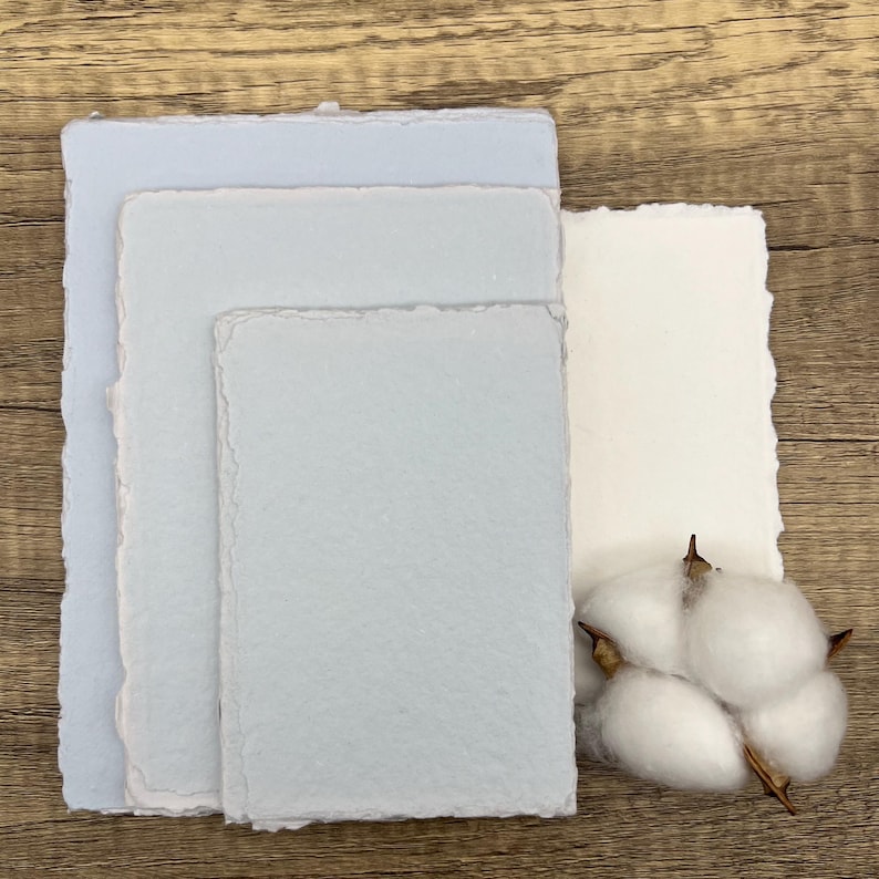 Something Blue Handmade Cotton Rag Paper | Deckle Edge, 300gsm (10 ...