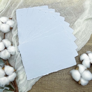 Carta di cotone fatta a mano azzurra / Carta con bordo frastagliato 10 fogli / 300 g/m² / Matrimonio, Arte, Cancelleria / Carta con bordo strappato / Straccio di cotone