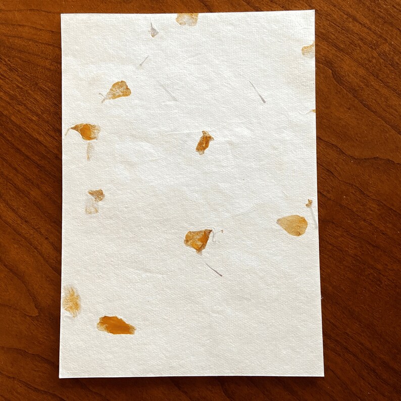 Handmade Stationery Floral Paper Cotton Paper Flower Paper Weddings, Handmade Paper and Envelopes Handmade Envelopes Marigold Paper