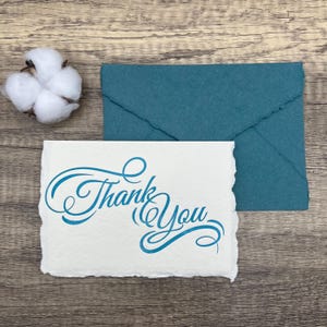 Juego de 10 tarjetas de agradecimiento impresas en tipografía / Papel de algodón hecho a mano tamaño A6 / Papelería con bordes deshilachados / Tarjetas de gratitud