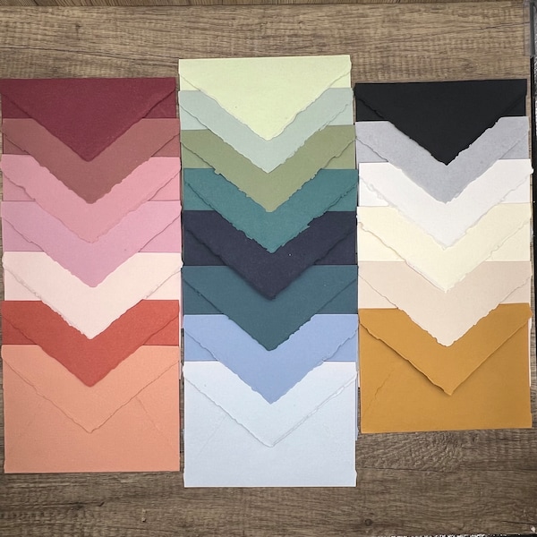 5x7 Handmade Cotton Envelopes, Set of 10 - Premium Envelopes for Stationery, Weddings, Invitations, Save-the-Dates, RSVPs, and more