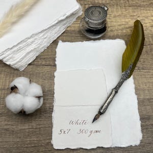 10 Limited Edition Handmade Cotton Parchment Sheets | Deckle Edge Paper for Stationery, Art, and Calligraphy | Cotton Rag | Weddings