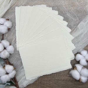 Ivory Handmade Cotton Paper | Deckle Edge Paper 10 Sheets | 150gsm & 300gsm | Wedding, Art, Stationery | Torn Edge Paper | Cotton Rag