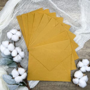 10 buste in cotone con bordo frastagliato color oro miele / carta di cotone / cancelleria con bordo strappato per inviti, annunci, matrimoni, RSVP