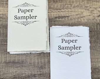 Handmade Cotton Paper Sampler - White or Ivory, Deckle Edge, Various Sizes & Weights