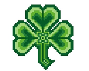 St. Patrick's Day Cross Stitch Pattern - Irish Celtic Clover - Shamrock - Green