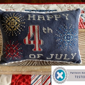 Happy Fourth of July - Counted Cross Stitch Pattern ONLY - Independence Day - 4th of July - Freedom - America - 6x9 9x6