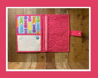 LARGE Quilted Cross Stitch Project Folder, Easter Bunny Peeps (13.5x9.5)