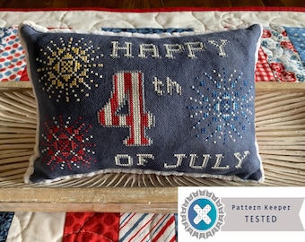 Happy Fourth of July - Counted Cross Stitch Pattern ONLY - Independence Day - 4th of July - Freedom - America - 6x9 9x6