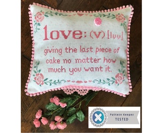 Love and Cake Cross Stitch Pattern - Valentine's Day Roses (PDF Pattern)