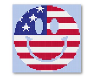 Smiley Face American Flag Cross Stitch Pattern (PDF Pattern)