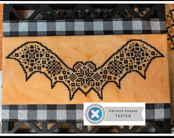 Quaker Bat - Counted Cross Stitch - Halloween Fall Pumpkin Spice Fabric