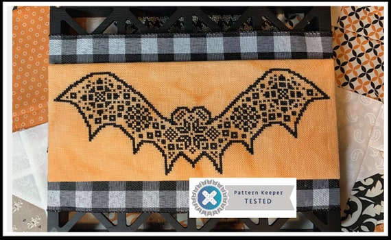 Quaker Bat - Counted Cross Stitch - Halloween Fall Pumpkin Spice Fabric