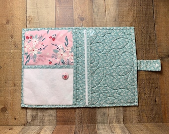 LARGE Quilted Cross Stitch Project Folder, Strawberry Flowers (13.5x9.5)