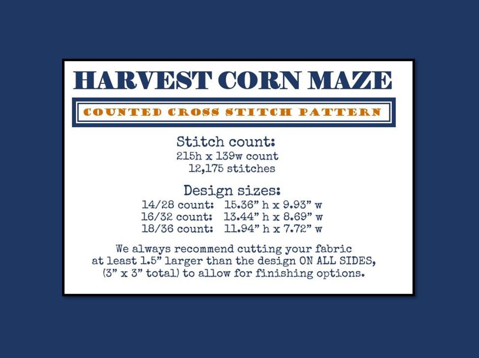 Harvest Corn Maze Counted Cross Stitch DIGITAL Pattern Pumpkins Corn