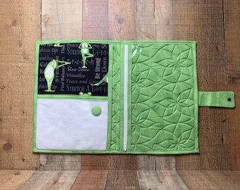 LARGE Quilted Cross Stitch Project Folder, Frog Toad Yoga (13.5x9.5)