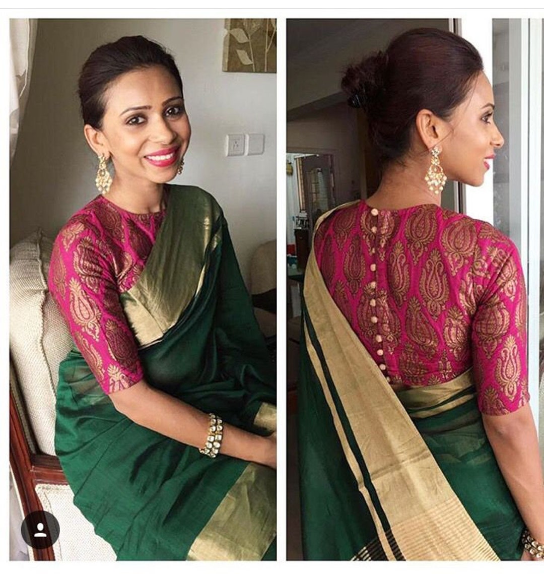 Red Saree With Stitched Blouse