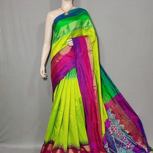Pure Ikkat Silk Saree, Ikkat Handloom Pattu Saree, Ikkat elegant Sarees, Ikkat Pochampally Sares, Ikkat Big Border Saree