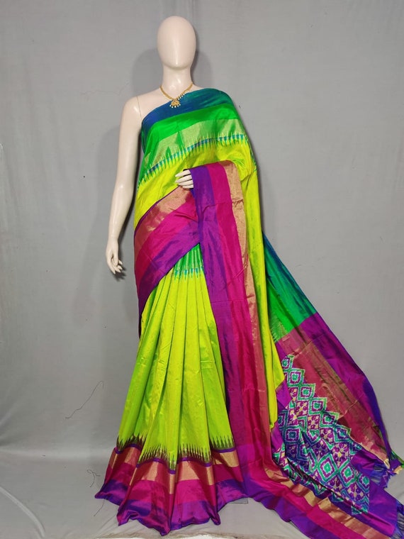 Pure Ikkat Silk Saree Ikkat Handloom Pattu Saree Ikkat Elegant Sarees Ikkat Pochampally Sares Ikkat Big Border Saree Etsy Canada