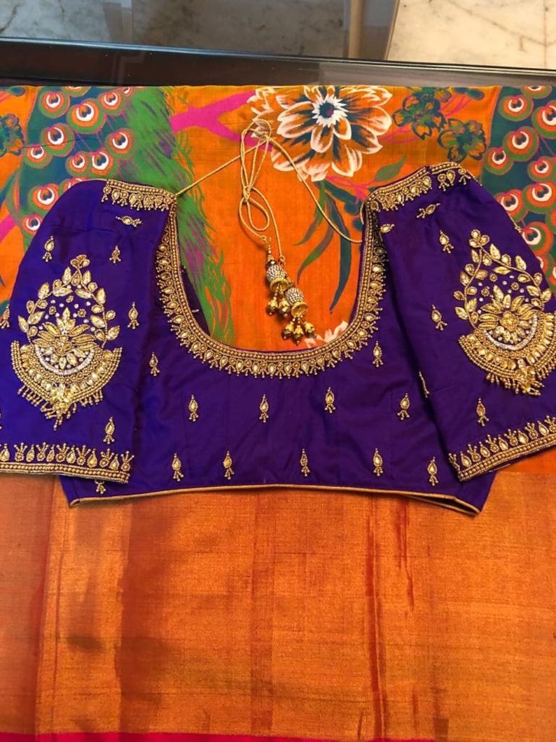 Readymade Maggam work blouse beautiful zardosi design Etsy
