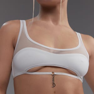 White Bralette for Street Dance, Pole Dance Top, Dance Wear, Stripper Outfit, Fitness Sport Wear, Bralette in White