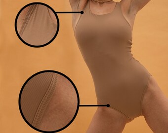 Klassischer Beige Bodysuit für Frauen | Plus Größe Sexy Dessous | Soft Rave Tanzbekleidung | Pole Dance Kleidung | Geschenk für sie
