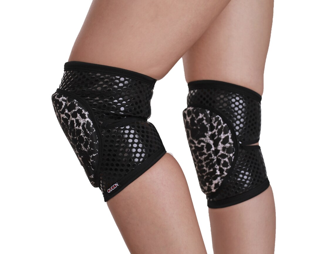 Black Leopard Print Knee Pads, Knee Pads Dancer, Knee Support Dance