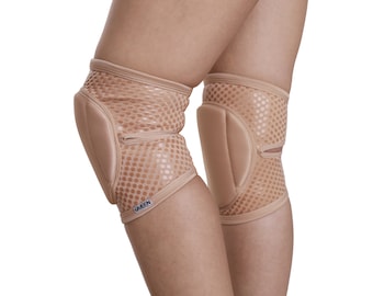 Grip rodilleras de baile beige, trabajo en pista de pole dance, protección de rodilla deportiva, rodilleras para tira plástica, rodillera de poste, regalo del día de las madres