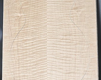 Figured 4A Curly Maple Droptop Glued Guitar Luthier Wood (21" x 15-1/2" x 7/16")
