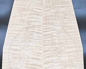 Figured 3A Curly Maple Droptop Glued Luthier Wood 21" x15-1/4" - 10-1/4"  x7/16"