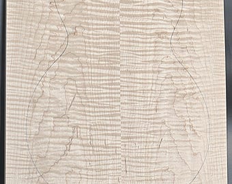 Figured 4A Curly Maple Droptop Glued Guitar Luthier Wood (21" x 15-3/4" x 7/16")